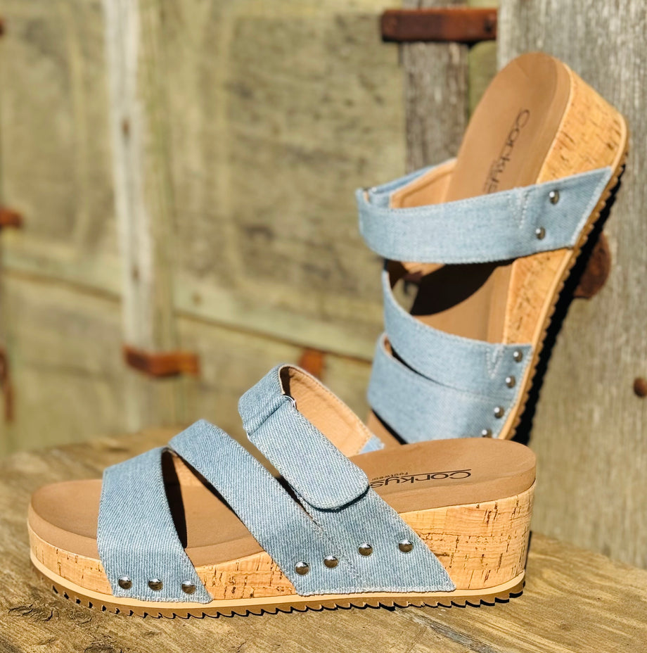 Voyage Blue Denim Wedges